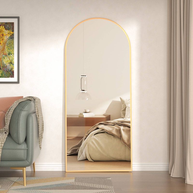 CASSILANDO Full Length Mirror, 165X60cm Arched Mirror, Floor Mirror,  Hanging or Leaning Against Wall, Standing Mirror Bedroom Mirror_voghion.com