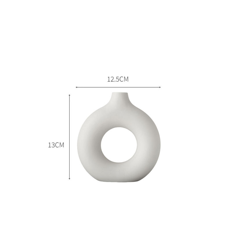 Vases Black Ceramic Decoration Living Room Flower Arrangement Dried Flowers Modern Coffee Table Dining Table TV Cabinet Creative Donut Vase_voghion.com