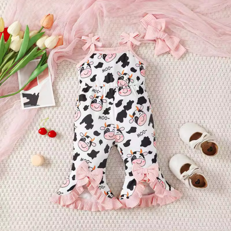 Mother & Kids Children's Clothing Baby Cow Print Romper Soft Cotton Onesie With Snap Buttons Cute Animal Pattern_voghion.com