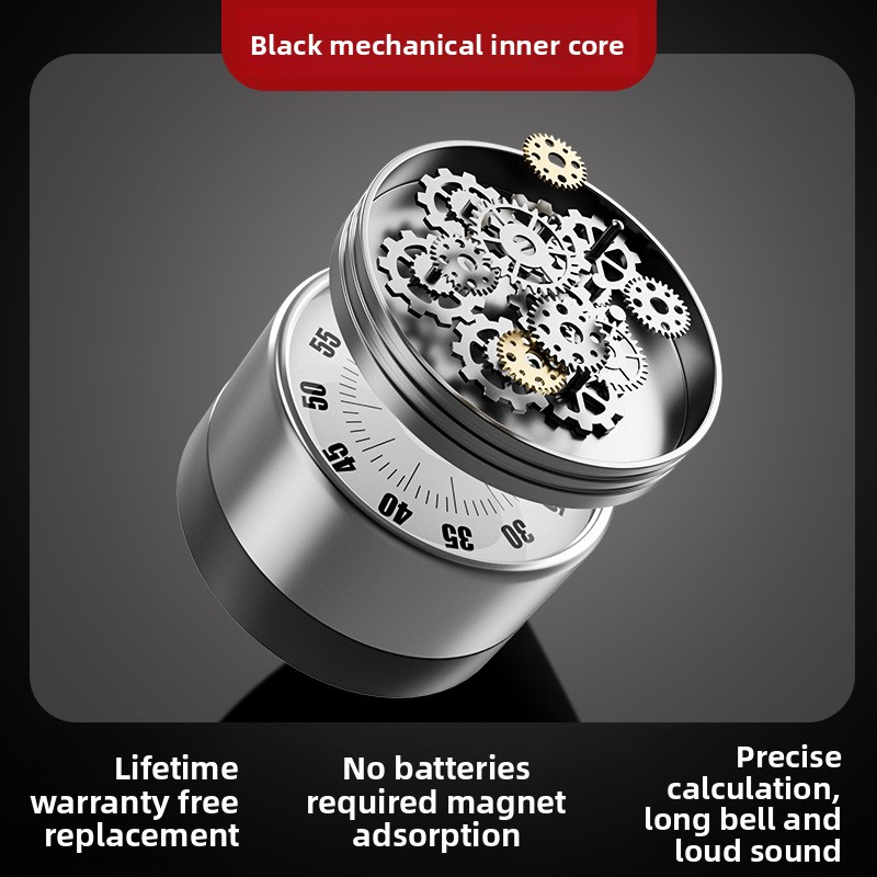 Stainless Steel Mechanical Timer – Magnetic Countdown Clock With Loud Alarm, No Battery Needed For Kitchen, Study & Office (5-60 Min Adjustable)​_voghion.com