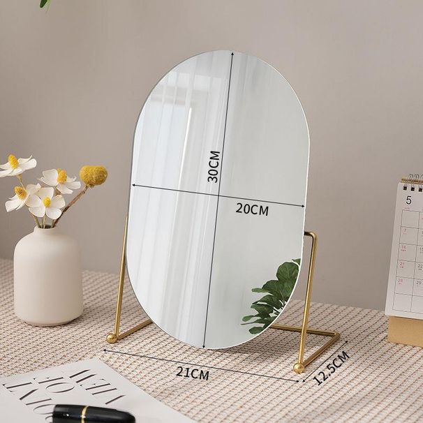Classic Round Vanity Mirror With PU Frame - Non-LED Makeup Mirror For Home, Dorm & Bathroom (Silver/Black/Gold, HD Reflection)_voghion.com