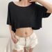 YPFF Trendy Women's Summer New Round Neck One And A Half Sleeve T-shirt Style Short Open Umbilical Small Top_voghion.com