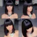Short Bob Wigs With Bangs Straight Bob Wig With Bangs Glueless Human Hair Wigs 100% Ready to Go Straight Hair Bob Wigs Brazilian_voghion.com