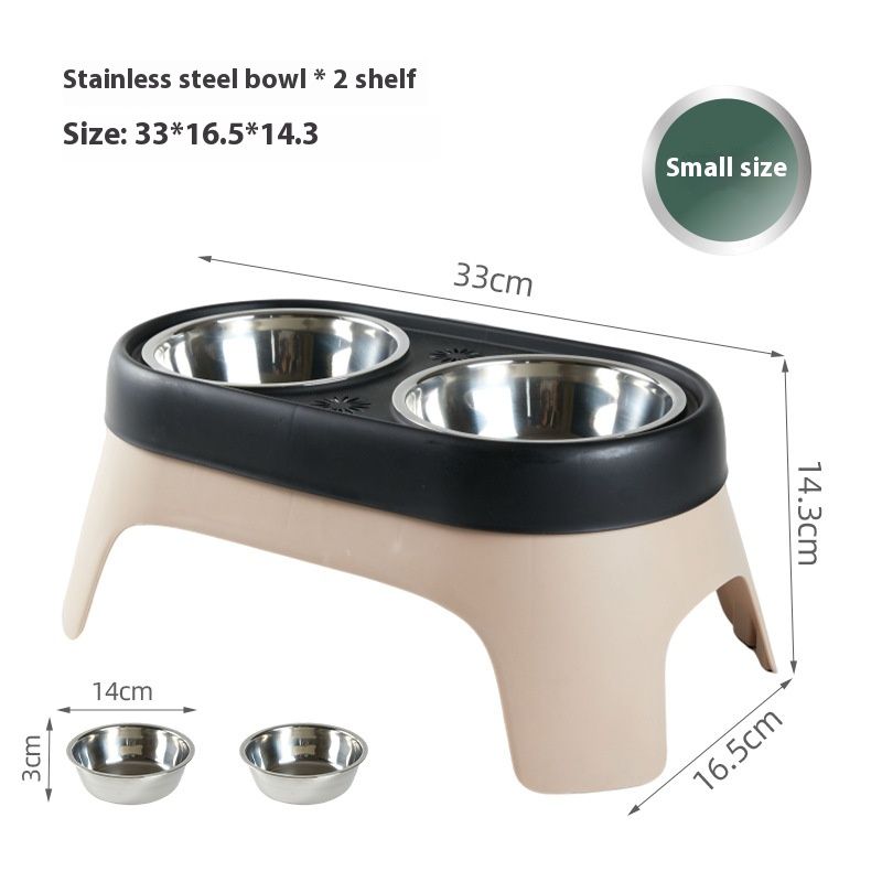 New dog elevated pet drinking and feeding anti knock stainless steel food bowl, cat rice bowl_voghion.com