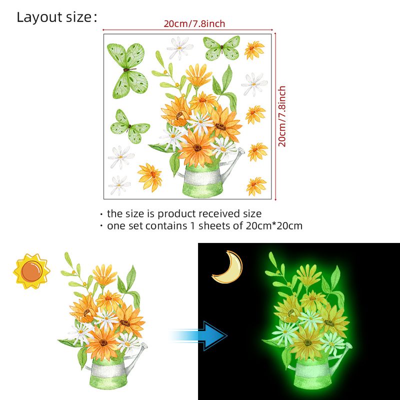Switch vase butterfly glowing green PVC AFG3756 living room switch decorative luminous sticker_voghion.com