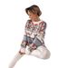Women's Knit Long-Sleeve Sweater – Cozy Christmas & Autumn Winter Pullover, Loose Fit V-Neck, Polyester Blend, Printed Patchwork Design_voghion.com