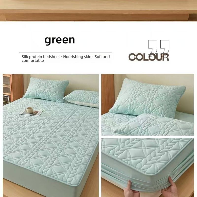 Lençol de baixo com elástico em algodão orgânico e proteína de seda – Protetor de cama impermeável com camada respirável de bambu (hipoalergênico, de grau hospitalar)_voghion.com