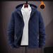 Herenjas met fleecevoering, capuchon, winterjas met rits, lichtgewicht warme bovenkleding voor koud weer (zwart, marineblauw, bruin, grijs)_voghion.com