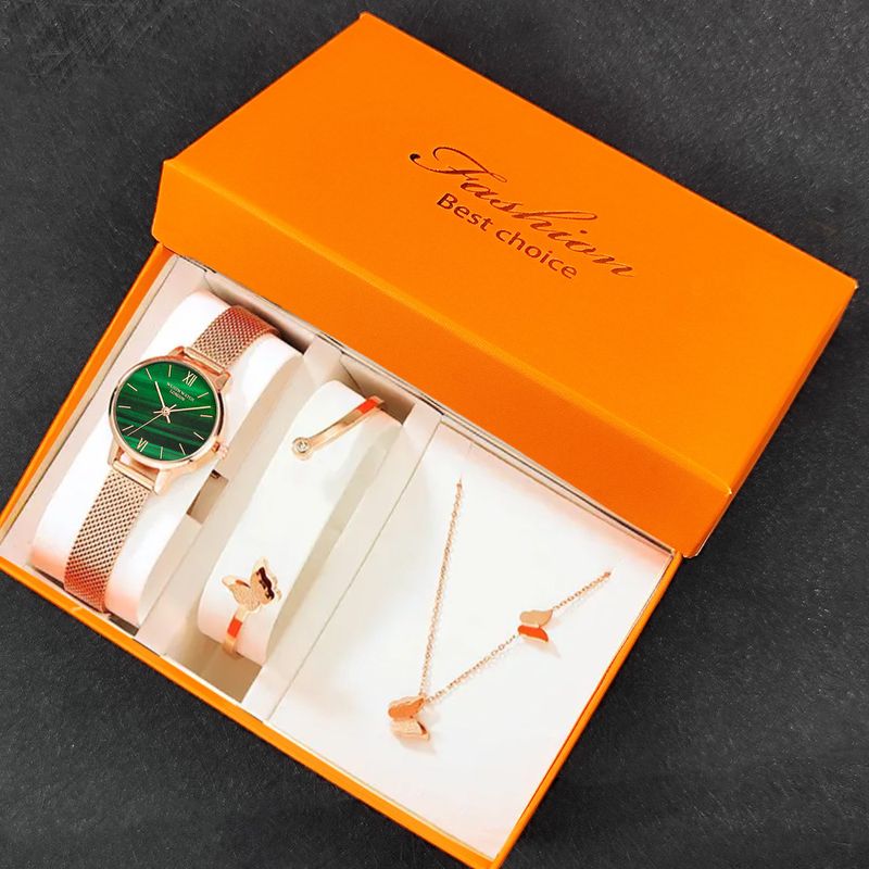 Damen Auer Set Moud Quartz Auer Bracelet Halskette Set_voghion.com