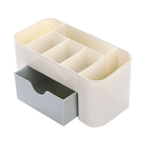 Organizer per cosmetici in plastica - Scatola portatrucchi trasparente a 5 cassetti con specchio, dimensioni da scrivania_voghion.com