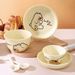 Kids Ceramic Rice Bowl Set - Cute French Cream Style Tableware High-Quality Porcelain Dish Set For Children Microwave & Dishwasher Safe_voghion.com