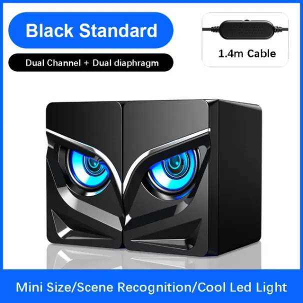 Unique Desktop Speaker USB Wired For PC Gaming Cool LED Lights Stylish Design_voghion.com