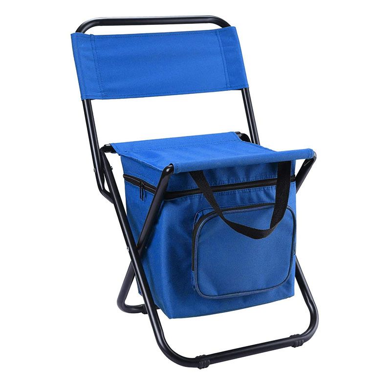 Portable Folding Chair With Cooler Lightweight Camping Chair With Backrest For Fishing Picnic Travel Insulated Ice Bag Stool_voghion.com