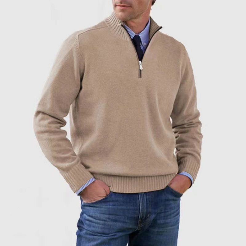 New Men's Sweater Half Zipper Sweatshirts Thicker Pullover For Male Sweater Man Sweaters Autum Spring Solid Color Turtleneck Top_voghion.com