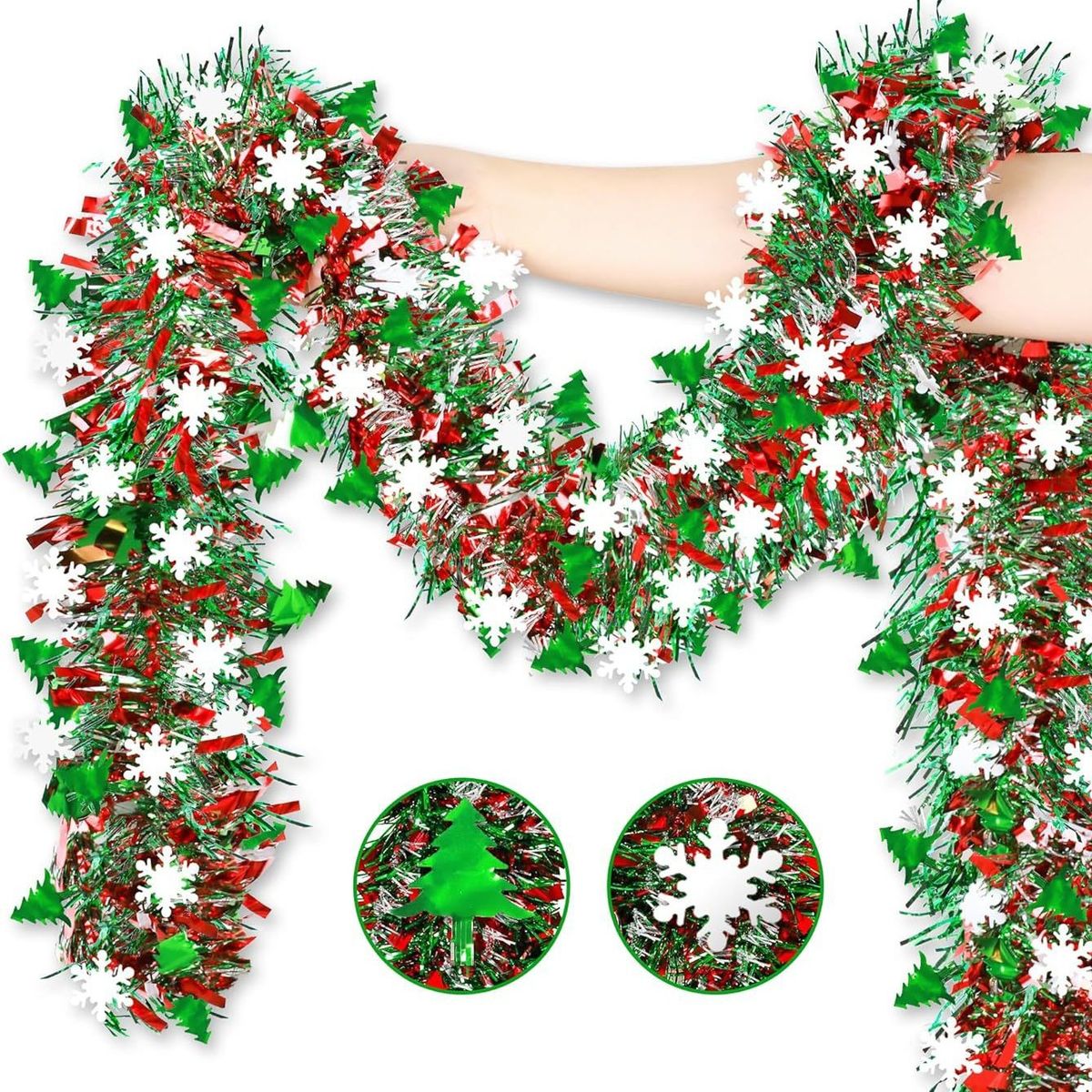 Christmas Decoration Party Garland Snowflake Safflower Supplies Ribbon_voghion.com