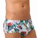 UXH Weiße Blumen- und Vogeldruck-Modetrend-Badehose für Herren, frische Strand-Badeshorts mit vier Ecken_voghion.com