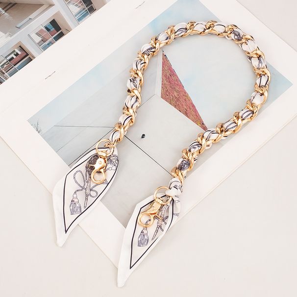 Taskeremme Enkeltskuldret taskekæde, Silketørklæde Vævet Dekorativ Taskerem, Taskekæde, Lang Metal, Enkel Håndholdt Underarm_voghion.com