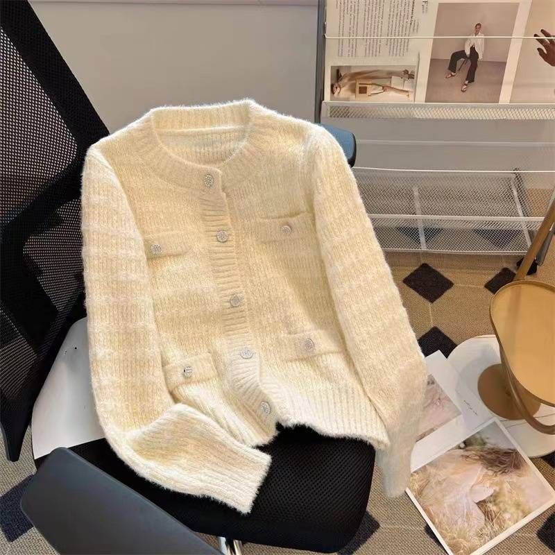 Women's Clothing round neck bright silk soft waxy sweater_voghion.com
