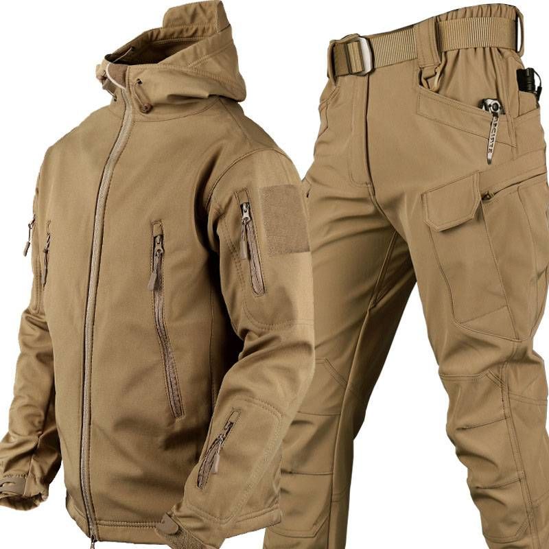 Îmbrăcăminte bărbătească Spot Camouflage Piele de rechin Cald Plus Costum din catifea Toamnă și iarnă Îmbrăcăminte rezistentă la frig în aer liber Jachetă tactică de camuflaj Soft Shell_voghion.com