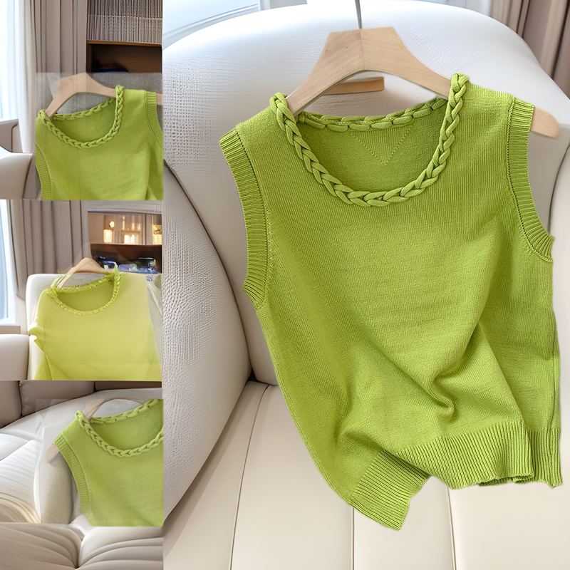 Women's Clothing Chain Splicing Sleeveless Vest Sweater_voghion.com