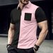 Men's Clothing Summer T Shirt Men's Zipper Color Matching Lapel Sports Horse_voghion.com