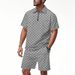2025 Sommer Herren Loose Casual Einfaches kariertes Poloshirt mit Reißverschluss und kurzen Ärmeln_voghion.com