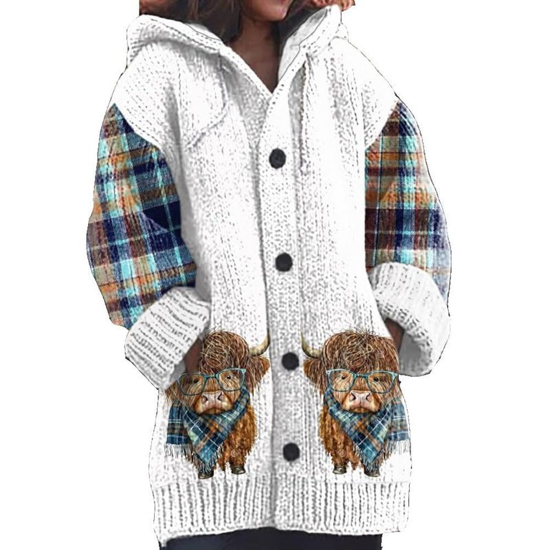 Women's Clothing Autumn And Winter Jacket Thickened Hooded Cardigan Sweater_voghion.com