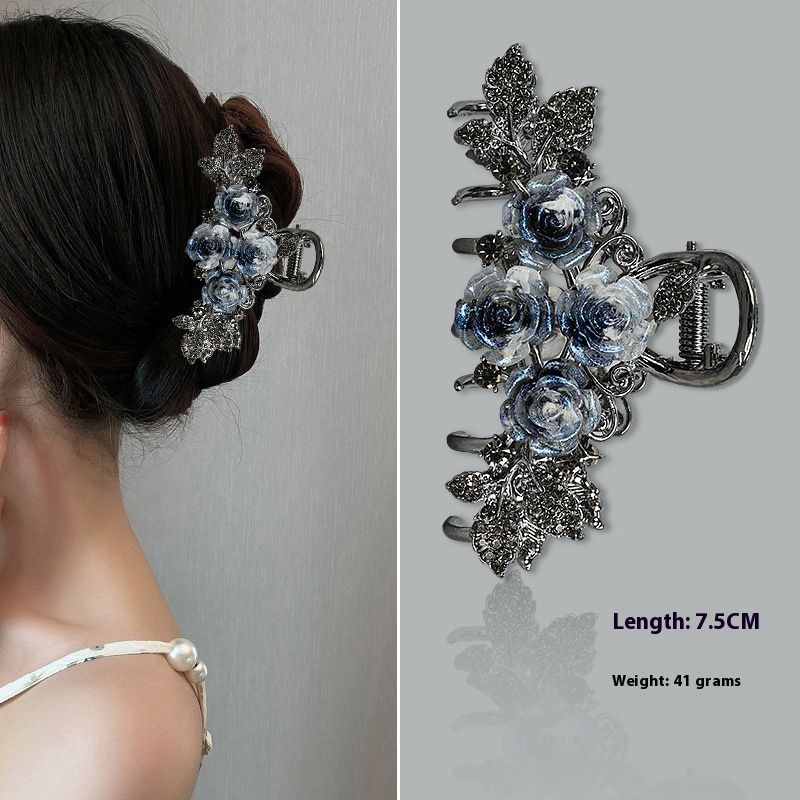 Parrucca versatile di medie dimensioni in metallo rosa con piccolo volume di capelli, clip Shark Grab_voghion.com