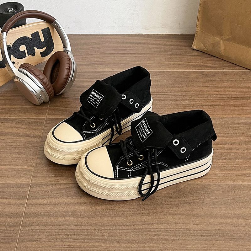 High-Top-Sneakers aus Canvas mit dicker Sohle, Herbst/Winter 2025, neue vielseitige Freizeitschuhe_voghion.com