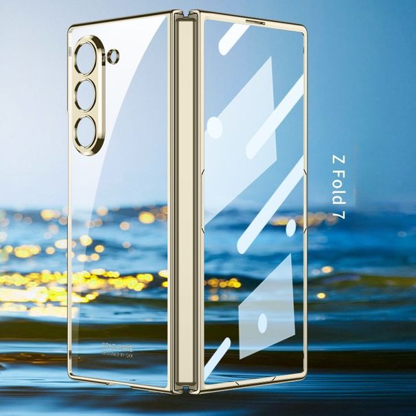 Electoplating Tanspaent With Shell Film Phone Case Fo Samsung Galaxy Z Fold 7 6 5G Fold7 Fold6 Hinge Potective_voghion.com