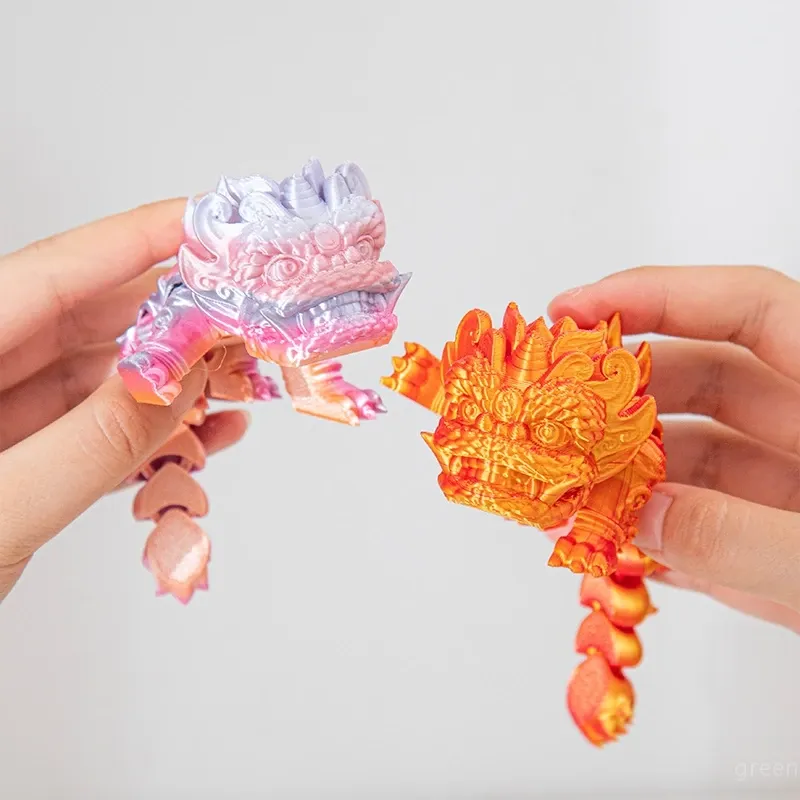Adorno decorativo en miniatura de león impreso en 3D, modelo de danza del león chino impreso en 3D, figura articulada móvil, decoración del hogar Cra_voghion.com
