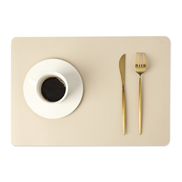 INS Nordic Solid Double Sides Leder Essmatte Wärmedämmung Tischset Home Wasserdicht Ölbeständig Hotel Rechteck Pad_voghion.com