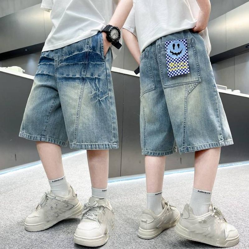 ​​Boys' Stretch Waist Denim Shorts - Soft Washed Cotton 5-Inch Jeans (120-170cm) | School-Approved Style | Pre-Shrunk & Fade-Resistant​​_voghion.com