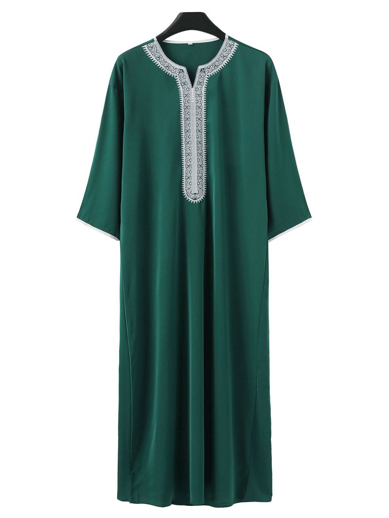 Arab Thobe For Men – Gold Embroidered Islamic Robe (4 Colors)​_voghion.com
