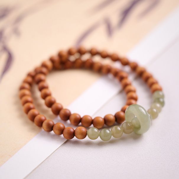 Tianyu running ring Wenwan Laoshan sandalwood double circle bracelet hand twisted rosary Buddhist beads female_voghion.com