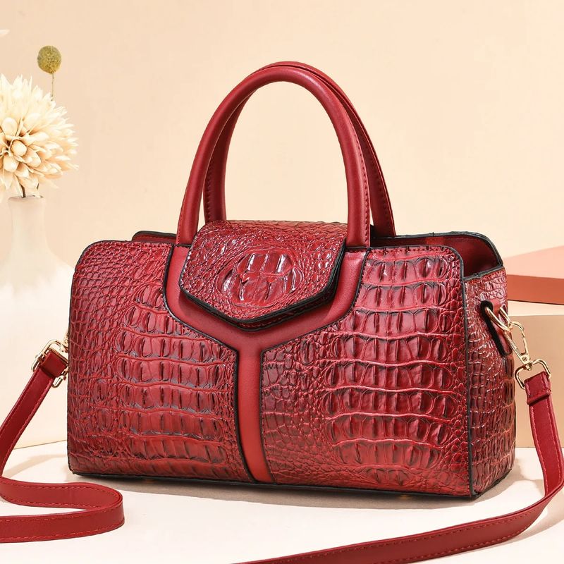 Borsa a tracolla monospalla casual da donna 2022 nuova con motivo a coccodrillo, grande capacità, moda_voghion.com