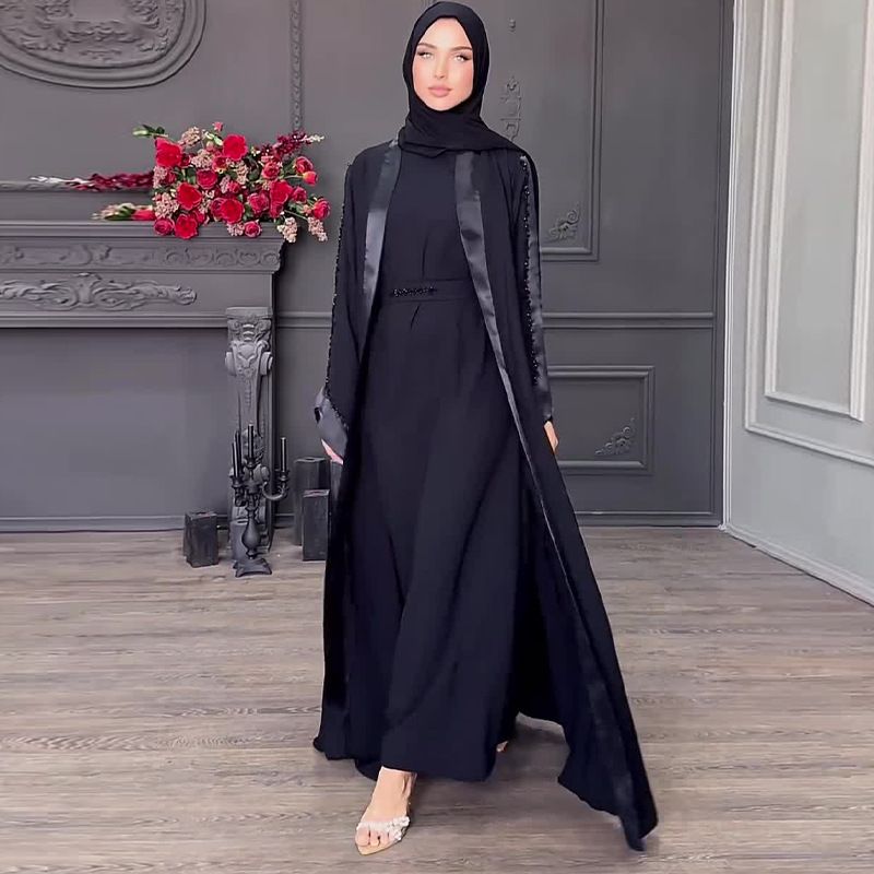 Ženska oblačila v lahkem zrelem slogu, enobarvna dolga ozka obleka_voghion.com