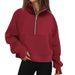Women's Half-Zip Fleece Hoodie With Raglan Sleeves - Customizable Embroidery & Heat Transfer Options, Casual Streetwear, Loose Fit, Short Length_voghion.com