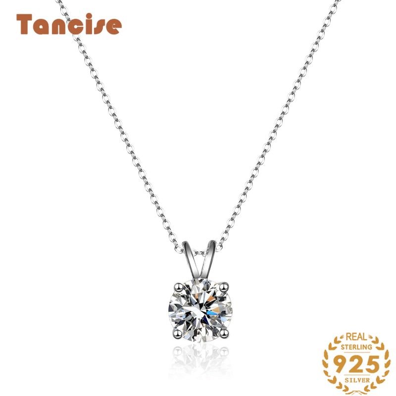 Tancise Luxus-Persönlichkeits-Silber-Moissanit-Anhänger-Halskette für Damen, klassisches Tide-Party-Geschenk_voghion.com