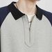 Men’s Color-Block Zip-Up Polo Shirt – Long-Sleeve Relaxed Fit Casual & Streetwear Style (S-XXL, Light Grey)_voghion.com