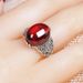 Adjustable Garnet Elegant Gemstone Large Ring Red Band_voghion.com
