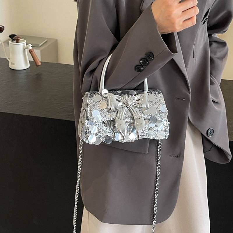 2024 New Women's Handbag, European and American Fashion Trendy Sequin Decoration Bow Lock Shoulder/Crossbody/Handbag_voghion.com