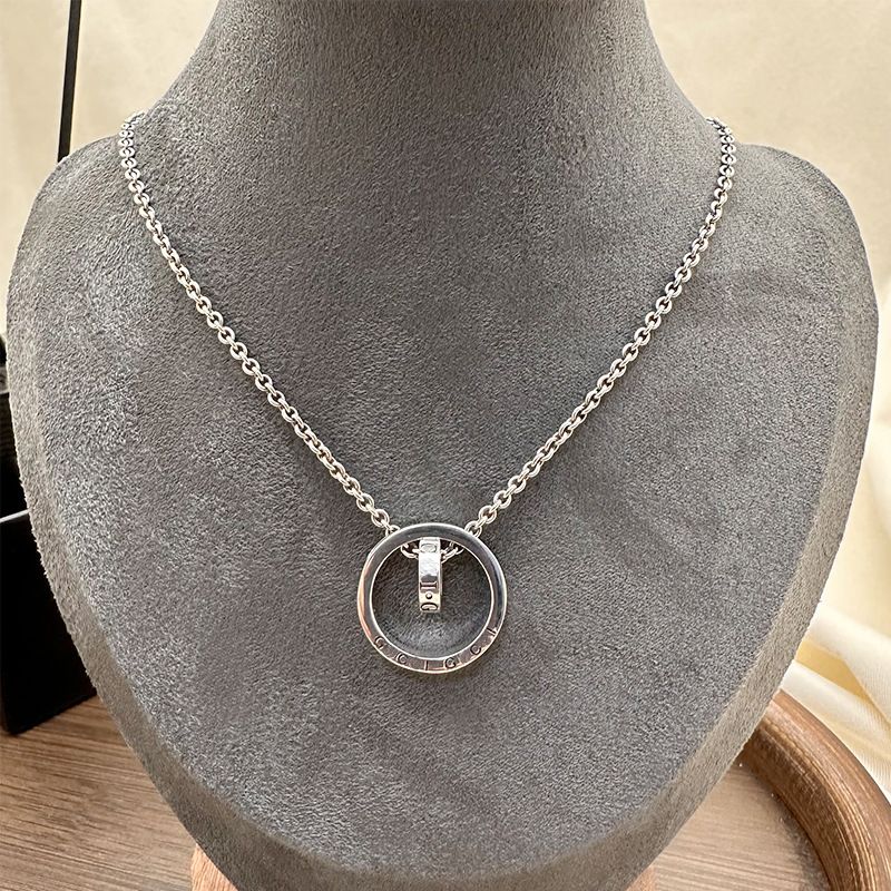 Collana con doppio anello vintage in argento Gu Jia, ciondolo a forma di catena O, personalità alla moda_voghion.com