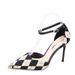 One line buckle high heels, spring and summer plaid pointed shallow mouthed sexy thin heel buckle hollow sandals_voghion.com