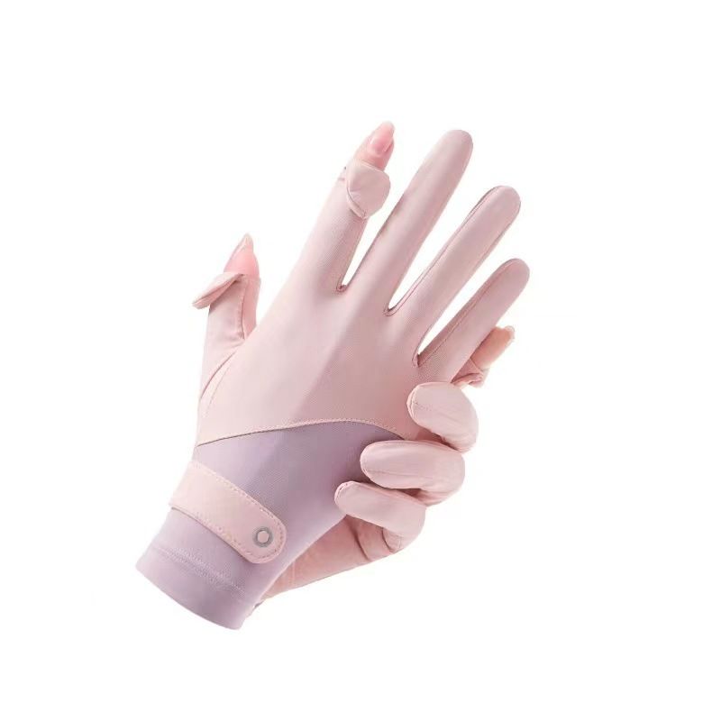 Sunscreen, Ice Silk, UV Protection, Outdoor Sports, Women's Finger Leakage, Driving Gloves_voghion.com