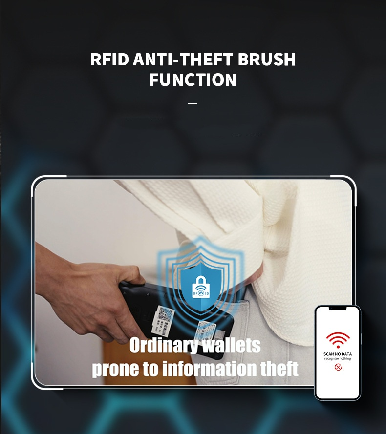 Portefeuille multi-cartes en PU pour hommes, nouvelle mode, multifonction rfid, brosse antivol, portefeuille_voghion.com