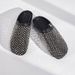 MingLiu Baotou Slippers Women's 2025 Summer New Water Diamond Breathable Mesh Hollow Out Outer Half Drag Women's Casual Flat Bottom Women's Shoes_voghion.com