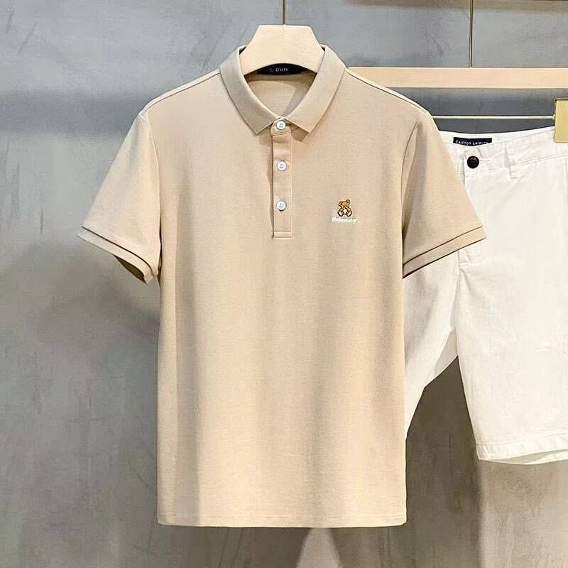 Men's Clothing Source Manufacturer Simple Bear Embroidery Handsome Lapel Polo Shirt Men's Summer Collar T-shirt Men's Short Sleeve Slim Fit_voghion.com