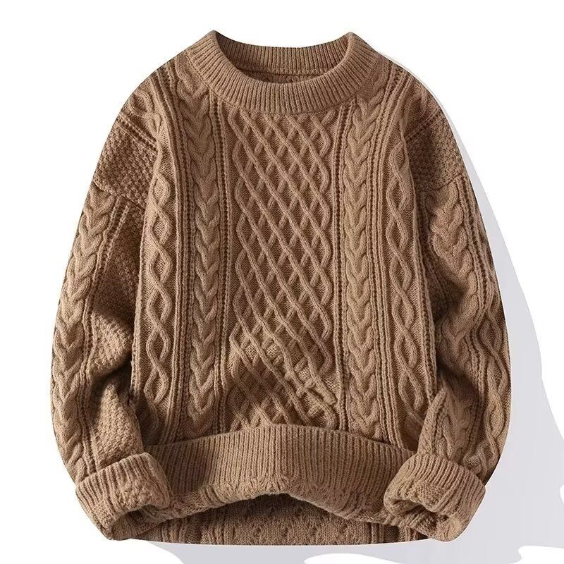Pull en maille oversize, taille européenne, best-seller, pour homme et femme, automne/hiver, col rond et col roulé, doublure polaire, coloris uni, idéal à superposer._voghion.com
