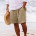 Männer Kleeder Summer nei Kotteng a Lengen Shorts String elastesch Taille riicht Been zolidd Faarf breathable alldeeglech Strand Fënnefpunkt Casual Shorts_voghion.com